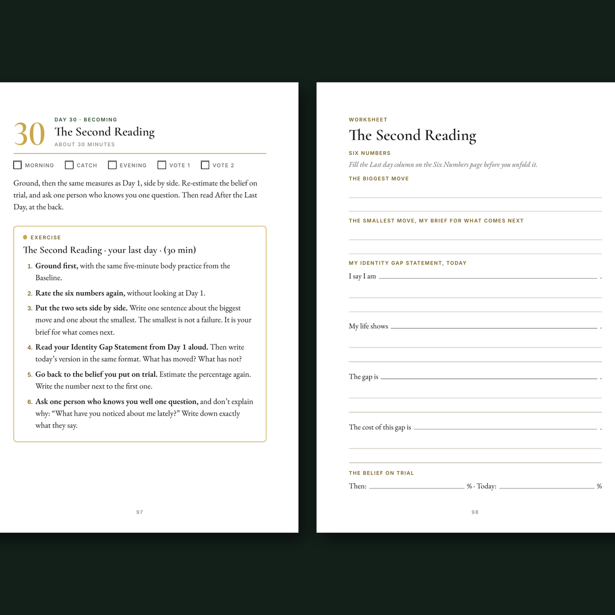 Day 30: the Second Reading, measured against Day 1