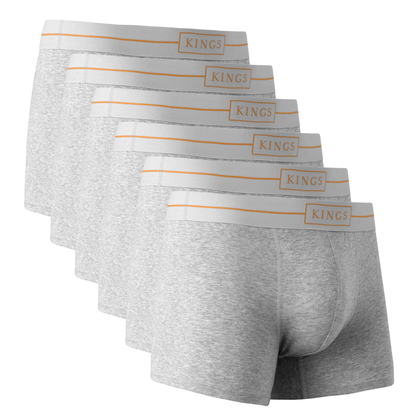KINGS Grey Boxer Briefs - 6 Pack